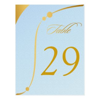 Wedding elegant golden blue table card