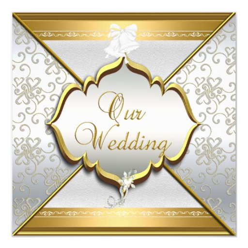 Wedding Elegant White Silver Gold Invitation Zazzle
