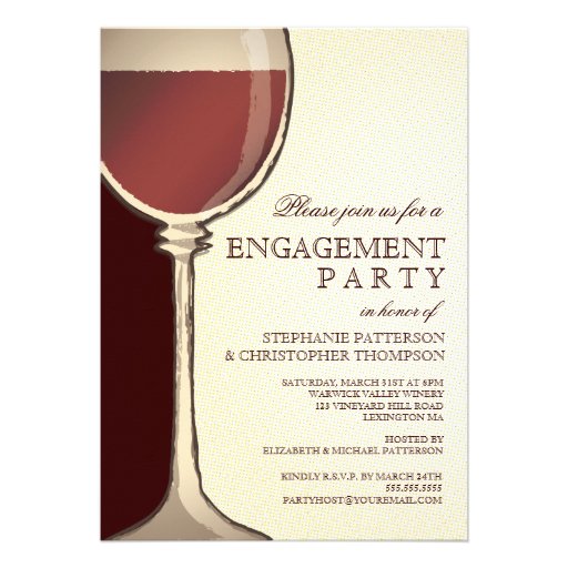 Wedding Engagement Party Aged Wine Themed Custom Invitations