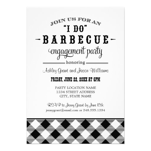 Wedding Engagement Party Invitation | "I Do" BBQ (front side)