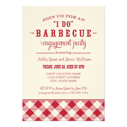 Wedding Engagement Party Invitation | "I Do" BBQ (front side)