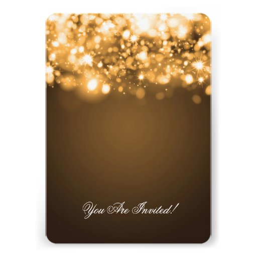 Wedding Engagement Party Sparkling Lights Gold Custom Invites