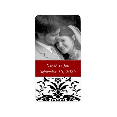Wedding Engagement Photo Damask Save the Date Personalized Address Labels