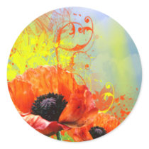 Wedding Envelope Floral Poppy Seal Sticker