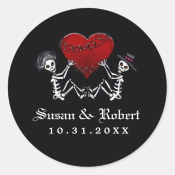 Wedding Envelope Sticker - Skeletons With Heart by juliea2010 at Zazzle