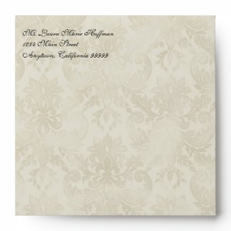 Wedding Envelopes - Impressionist Cream Pink Roses envelope