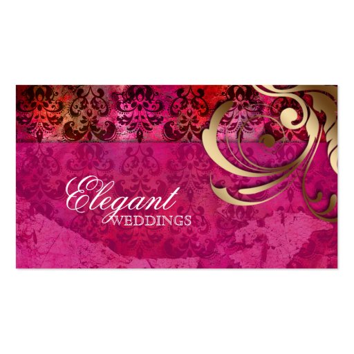 Wedding Event Planner Indian Damask Pink Gold Business Cards