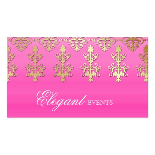 Wedding Event Planner Indian Damask Pink Gold Business Card