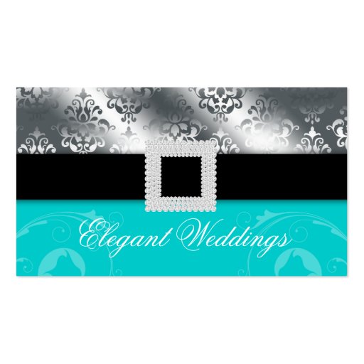 Wedding Event Planner Jewel Blue Silver Business Card Templates (front side)