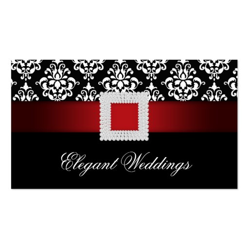 Wedding Event Planner Jewel Brooch Red Black White Business Card (front side)
