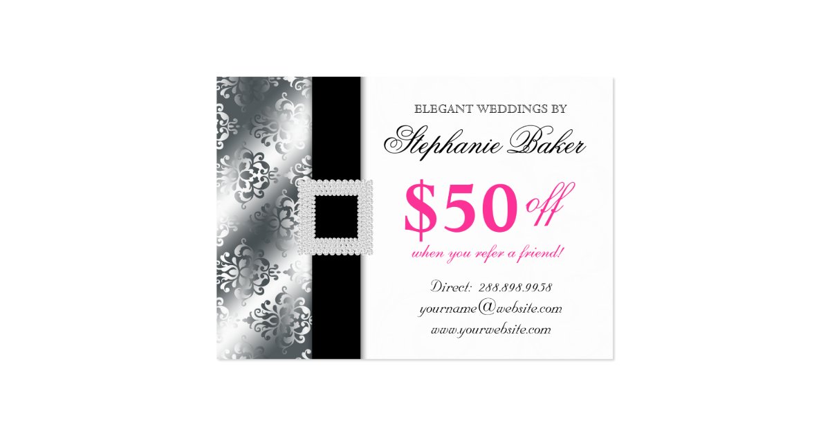 Wedding Event Planner Jewel Pink Silver Gift Card Zazzle
