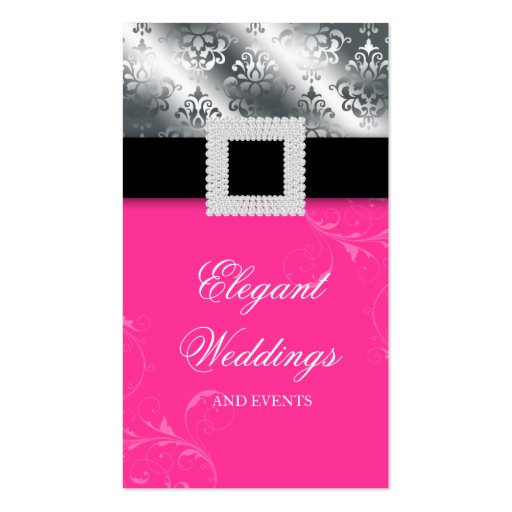 Wedding Event Planner Jewel Pink Silver V Business Card Template (front side)