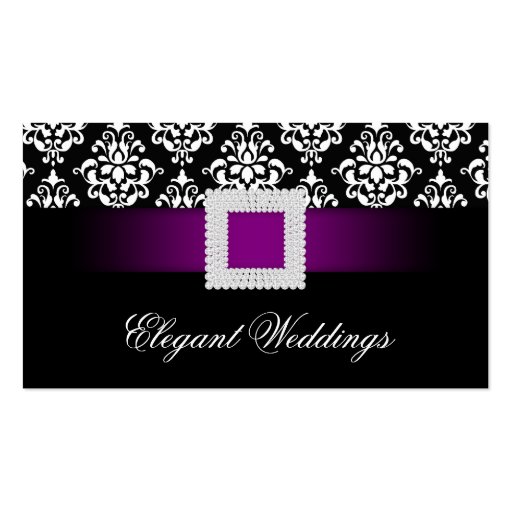 Wedding Event Planner Jewel Purple Black White Business Cards (front side)