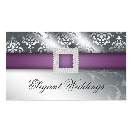 Wedding Event Planner Jewel Purple Silver Business Card (front side)
