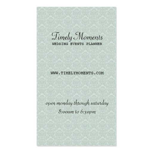 Wedding Events Planner Business Card (back side)