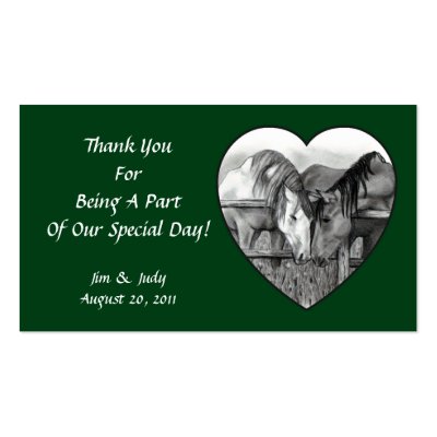 WEDDING FAVOR CARDS HORSES NUZZLING IN HEART BUSINESS CARD TEMPLATE by 