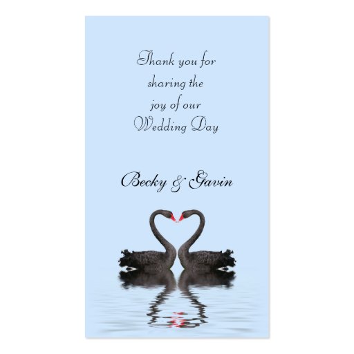 Wedding Favor Gift Tag Romancing Swans Wedding Set Business Cards (front side)