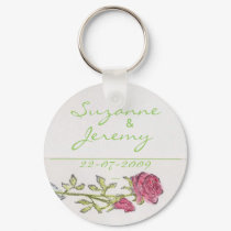 Wedding Favor Personalize Vintage Rose Keychain