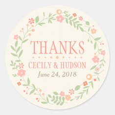 Wedding Favor Sticker | Country Florals Pink Sticker