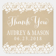 Wedding Favor Sticker | Lace and Kraft