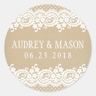 Wedding Favor Sticker | Lace and Kraft