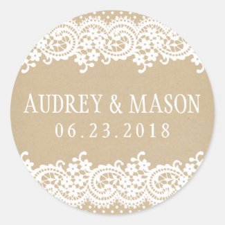 Wedding Favor Sticker | Lace and Kraft