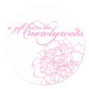 Wedding favor sticker pink peony