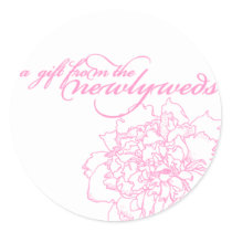Wedding favor sticker pink peony by belletristics Wedding favor sticker pink peony