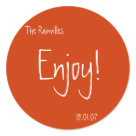 round_sticker - Stickers to put on sides of favor boxes at weddings.