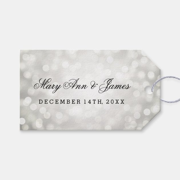 Wedding Favor Tag Silver Glitter Lights Pack Of Gift Tags 1/3