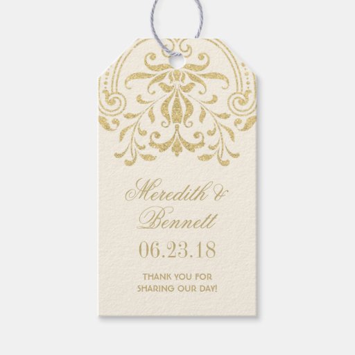 Wedding Favor Tags Gold Vintage Glamour Pack Of Gift Tags Zazzle