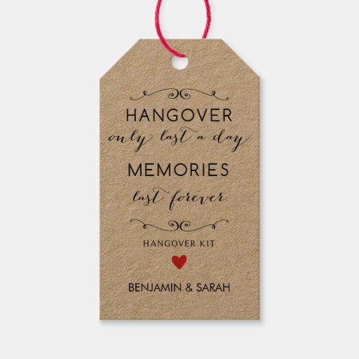 Wedding Favor Tags / Hangover Kit Tags Zazzle