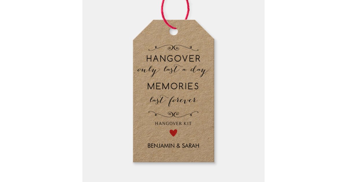 Wedding Favor Tags / Hangover Kit Tags Zazzle