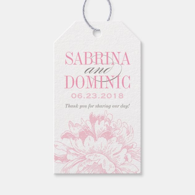Wedding Favor Tags | Pink and Gray Peony Pack Of Gift Tags