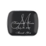 Wedding Favor Thank You Grey Black Monogram Names Jelly Belly Candy Tins at Zazzle
