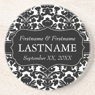 Wedding Favor - Vintage Damask Pattern Drink Coaster