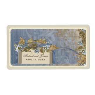 Wedding Favor Vintage Wine Label in Robin Blue label