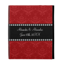 Wedding favors red damask iPad folio cover