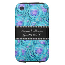 Wedding favors Turquoise roses iPhone 3 Tough Cover