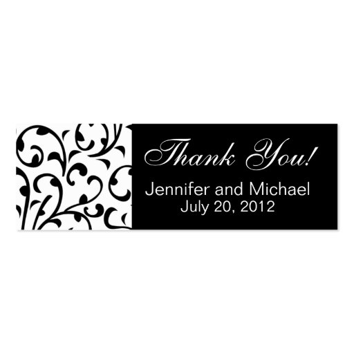 Wedding Favour Tag Black White Damask Business Card Templates