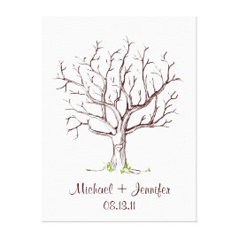 Wedding Fingerprint Tree Guestbook Stretched Canvas Prints