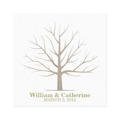 Wedding Fingerprint Tree - Square Canvas Canvas Prints