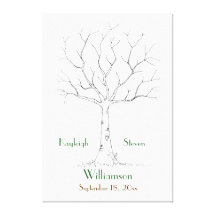 Wedding Fingerprint Tree Stretched Canvas Print