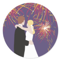 Wedding Fireworks Round Stickers