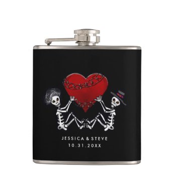 Wedding Flask - Skeletons With Heart by juliea2010 at Zazzle