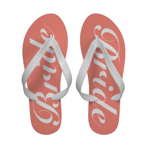 Wedding Flip Flop Sandals | Bride in Coral Pink | Zazzle