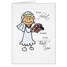 Wedding Florist, Thank You, Stick Figures Bride Cards