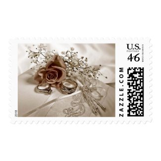 Wedding Flower and Rings Postage