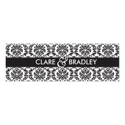 WEDDING gift tag damask black Business Card Template by edgeplus