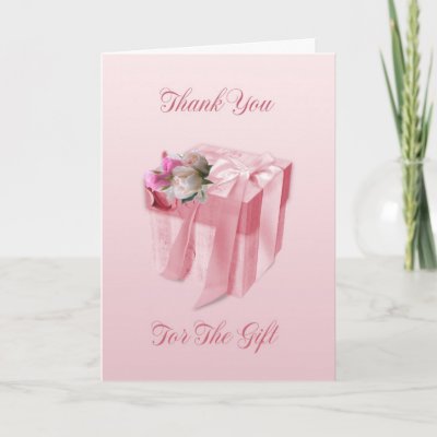 Wedding Gift Thank You Card Pink Floral Gift Box by moonlake